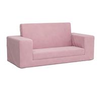 vidaXL Sofá cama para niños de 2 plazas, sillón con reposabrazos, felpa suave rosa