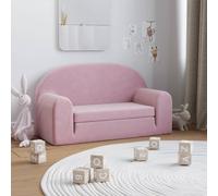 vidaXL Sofá cama infantil 2 plazas – Sillón con reposabrazos, felpa suave, rosa