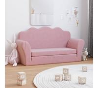vidaXL Sofá cama para niños de 2 plazas felpa suave rosa