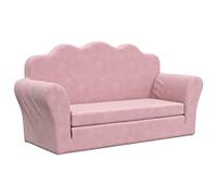 vidaXL Sofá Cama para Niños de 2 Plazas, Sillón con Reposabrazos, Mini Sofá Infantil, Sofá Cama para Dormitorio Sala de Juegos, Felpa Suave Rosa