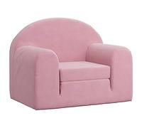 vidaXL Sofá cama para niños, mini sofá infantil con respaldo y reposabrazos, felpa suave rosa
