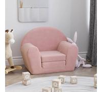 vidaXL Sofá Cama para Niños, Sillón con Reposabrazos, Mini Sofá Infantil, Sofá Cama para Dormitorio Sala de Juegos, Felpa Suave Rosa