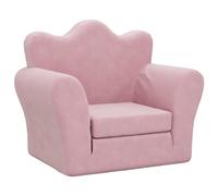 vidaXL Sofá Cama para Niños, Sillón con Reposabrazos, Mini Sofá Infantil, Sofá Cama para Dormitorio Sala de Juegos, Felpa Suave Rosa