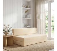 vidaXL Sofá cama plegable, color crema, 152 x 86,5 x 60 cm, tapizado en tela