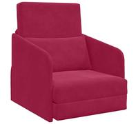 vidaXL Sofá Cama Rojo Vino 65 x 80 x 83 cm Terciopelo | Cambia de sofá a cama sin problema, Altura y ángulo del reposabrazos que puedes personalizar,
