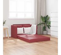 Vidaxl sofá cama suelo 2 en 1 cuero sintético rojo tinto 112x174x55 cm
