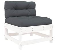 vidaXL Sofá Central con Cojines Madera Maciza de Pino Blanco, sofá intermedio, sofá de Exterior, sofá de Patio, sofá de jardín, sofá Modular