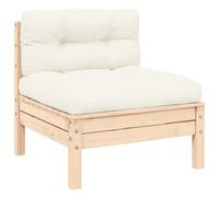 vidaXL Sofá central de jardín y cojines madera madera pino crema Crema