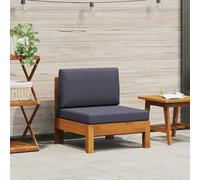 vidaXL Sofá central de madera de acacia con cojines gris oscuro