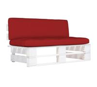 vidaXL Sofá central de palets de jardín madera pino impregnada blanca en color Rojo/Taupé/Estampado de hojas y más | acolchados duraderos para sofás de jardín terraza exterior