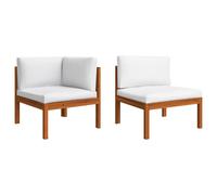vidaXL Conjunto de jardín de 2 piezas con cojines de madera de acacia y cuerda Marrón