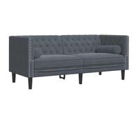 vidaXL Sofá 2 plazas Chesterfield con cojines terciopelo gris oscuro