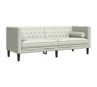 vidaXL Sofá Chesterfield 3 plazas con cojines terciopelo blanco crema