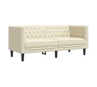 vidaXL Sofá Chesterfield 2 plazas piel sintética color crema