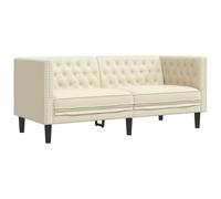 vidaXL Sofá Chesterfield 2 plazas piel sintética color crema