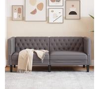 vidaXL Sofá Chesterfield de 2 plazas, cuero artificial gris