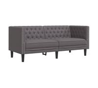 vidaXL Sofá Chesterfield de 2 plazas, cuero artificial gris