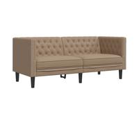 vidaXL Sofá Chesterfield de 2 plazas cuero artificial marrón capuchino