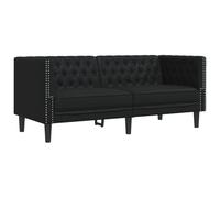 vidaXL Sofá Chesterfield 2 plazas, cuero artificial, negro
