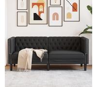vidaXL Sofá Chesterfield 2 plazas, cuero artificial, negro