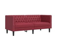 vidaXL Sofá Chesterfield de 2 plazas cuero artificial rojo tinto