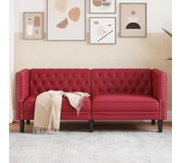 vidaXL Sofá Chesterfield de 2 plazas cuero artificial rojo tinto