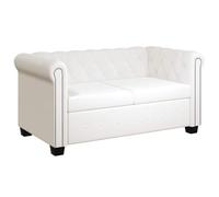 vidaXL Sofá Chesterfield de 2 plazas Cuero sintético Blanco