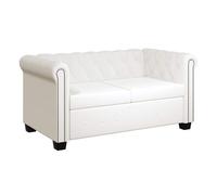 vidaXL Sofá Chesterfield de 2 plazas Cuero sintético Blanco