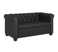 vidaXL Sofá Chesterfield de 2 plazas Cuero sintético Negro