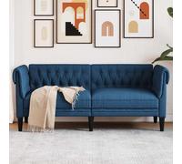 vidaXL Sofá Chesterfield de 2 plazas tela azul