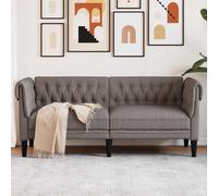 vidaXL Sofá Chesterfield de 2 plazas tela gris taupe