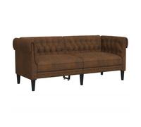 vidaXL Sofá Chesterfield 2 plazas – Tapizado con respaldo y reposabrazos – Para salón – Tela marrón