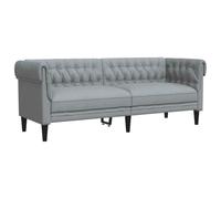 vidaXL Sofá Chesterfield de 3 Plazas, Asiento con Respaldo Reposabrazos, Sillón Tapizado de Televisión, Mueble para Salón, Tela Gris Claro