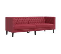 vidaXL Sofá Chesterfield de 3 plazas cuero artificial rojo tinto
