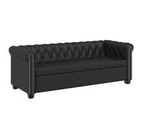 vidaXL Sofá Chesterfield de 3 plazas cuero sintético negro