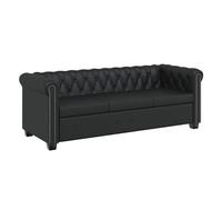 vidaXL Sofá Chesterfield de 3 plazas cuero sintético negro