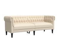 vidaXL Sofá Chesterfield 3 plazas – Tapizado con respaldo y reposabrazos – Lino