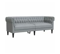 vidaXL Sofá Chesterfield 3 plazas Tapizado con respaldo y reposabrazos para salón Tela gris claro