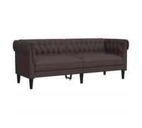 Vidaxl sofá chesterfield de 3 plazas tela marrón oscuro