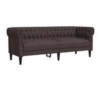Vidaxl sofá chesterfield de 3 plazas tela marrón oscuro
