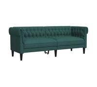 vidaXL Sofá Chesterfield 3 Plazas – Tapizado con asiento, respaldo y reposabrazos – Tela verde oscuro