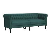 vidaXL Sofá Chesterfield 3 Plazas – Tapizado con asiento, respaldo y reposabrazos – Tela verde oscuro
