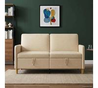 vidaXL Sofá con almacenamiento Crema 152 x 78 x 87 cm Poliéster