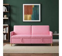 vidaXL Sofá con almacenamiento Rosa 192 x 78 x 87 cm Poliéster