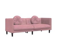 vidaXL Sofá 3 plazas con cojines terciopelo rosa