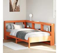 vidaXL Sofá con estantería sin colchón madera maciza marrón 90x200 cm