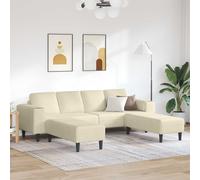 vidaXL Sofá 250 x 188 x 76 cm Tela de Pana Multicolor Crema