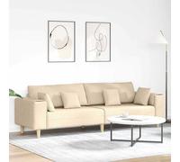 vidaXL Sofá con cojín Crema 250 x 77 x 76 cm tela