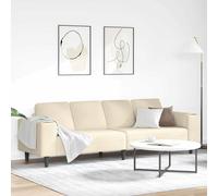 vidaXL Sofá 250 x 77 x 76 cm Tela de Pana Multicolor Crema