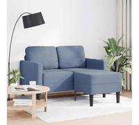 vidaXL Sofá de 2 plazas con chaise longue en forma de L, color azul, 125 cm, tapizado en lino